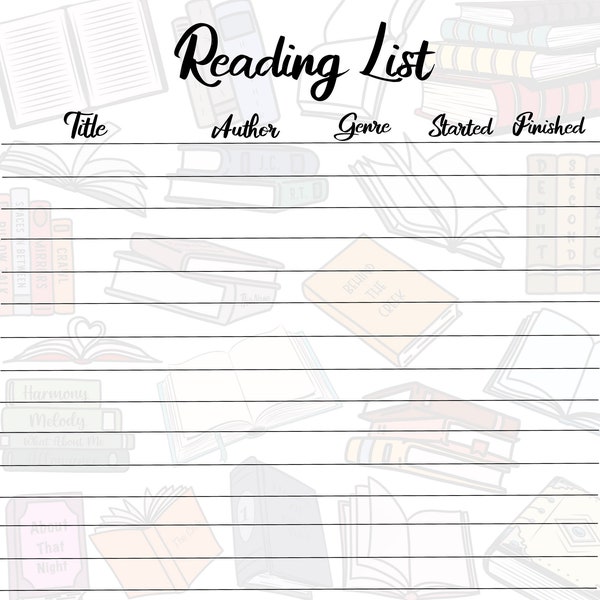 Tbr List Template Etsy