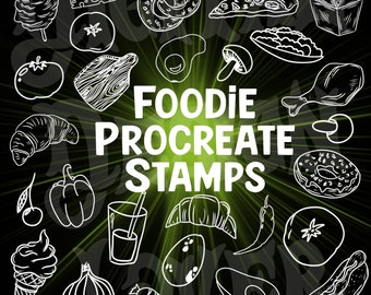 Foodie, Food Stamps, Food Doodle, Digital Stamps, Stamps for Procreate, Food Art, Digital Art, Procreate Brushes, Procreate Stamps