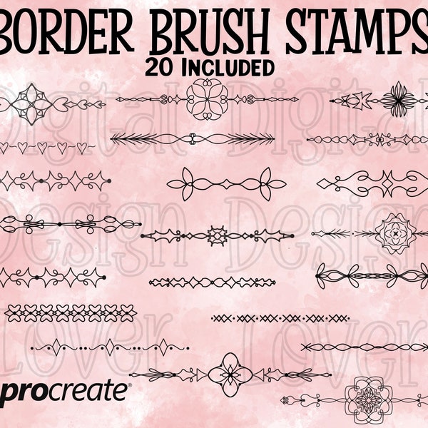 Journaling Stamps, Planner, Border Stamps for Procreate, Digital Art, Procreate, Brushes for Procreate, Digital Drawing, Brush Bundle