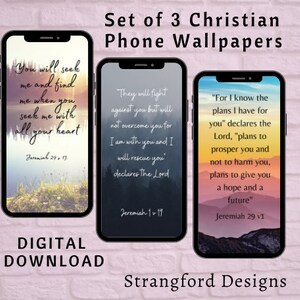 Christian Phone Wallpaper, iPhone/Android digital download, Religious Bible/Scripture- verses from Jeremiah. Nature background