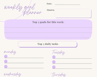 Printable Weekly Goal Planner A4