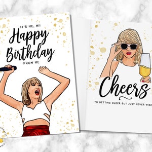 Funny Birthday Card - It&#39;s Me, Hi - Happy Birthday - Cheers to getting older but just never wiser - Birthday Greeting Card