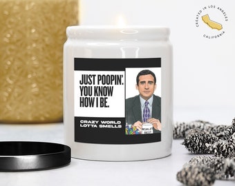 Just Poopin You Know How I Be - Michael Scott - The Office Candle - Ceramic - 8oz (White) - Candle