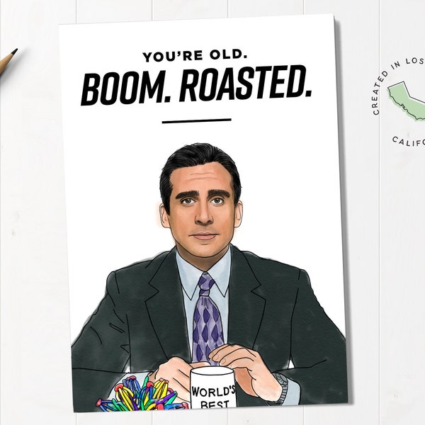 Boom Roasted Michael Scott Funny Office Birthday Card