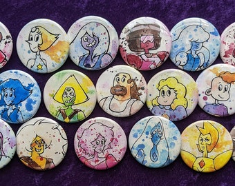 Steven Universe Watercolor Buttons and Magnets