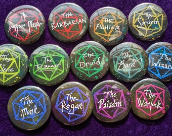 DnD 5E Classes Buttons and Magnets