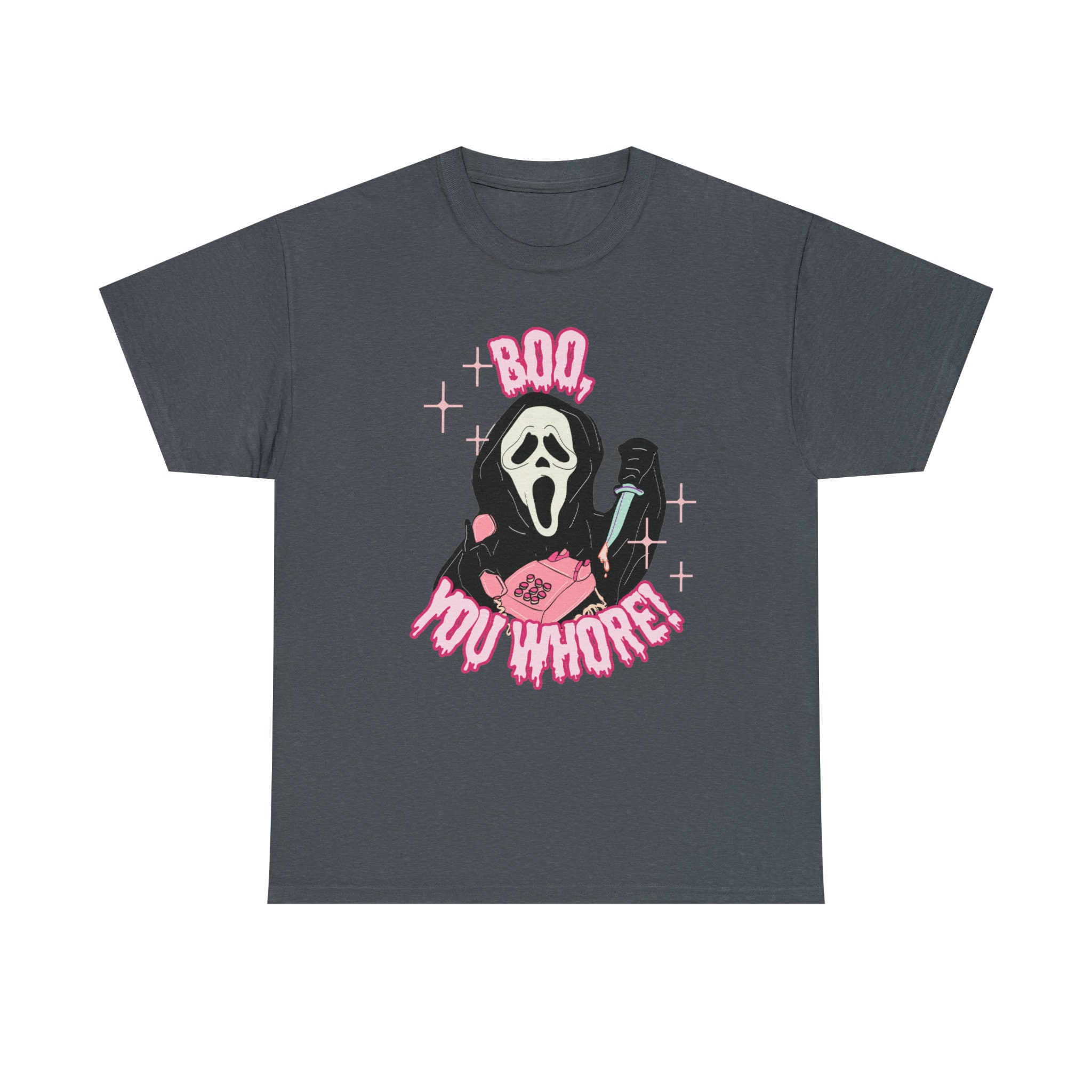 Discover Ghost Face Scream Face Boo You Whore Unisex Heavy Cotton Tee