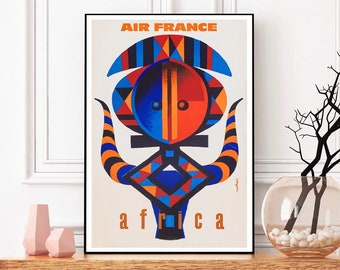 Vintage Travel- Africa Travel Poster- Africa Advertising 1962- Digital Download – Instant Wall Art- Deco Wall