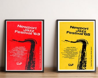 Newport Jazz Festival- poster set -Vintage Jazz Wall Art - Music Print - Retro Jazz Club Decor -Digital Download – Instant Wall Art