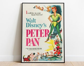 Peter Pan vintage poster- Kids room- canvas poster- wall decor