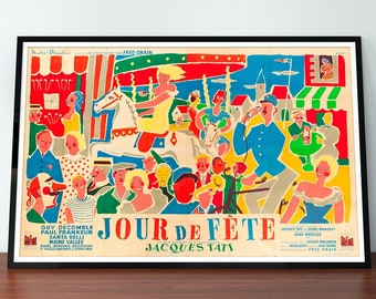 Cinema- Jour de fete movie poster by Jacques Tati-Digital Download – Instant Wall Art