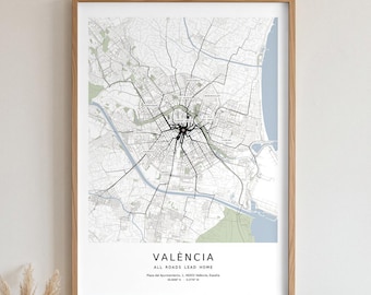 All Roads Lead Home Map, Personalized Address Poster, Custom Home Map, Valencia Wall Art, Moving Gift, Housewarming Gift