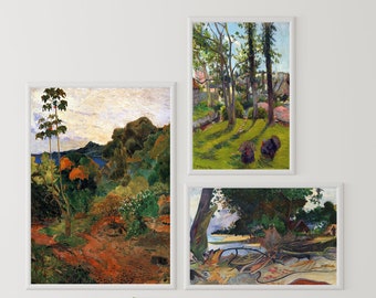 Set of 3 Paul Gauguin Reproductions | Famous Landscape Prints | Post-Impressionist Wall Decor-Digital Download – Instant Wall Art