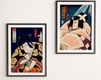 Japanese Art - Samurai Portraits by Toyohara Kunichika |  Digital Download – Instant Wall Art Set | Traditional Decor Gift