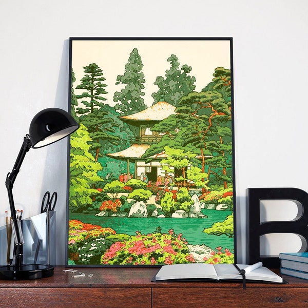 Japanische Kunst – Yoshida Toshi – Silberner Pavillon – Leinwandposter – Wanddekoration