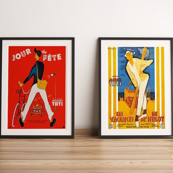 Cinema- Jacques Tati poster set - Jour de fete - les vacances - canvas poster- deco wall