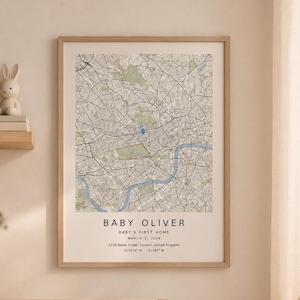 Personalized Baby Birth Map, Custom Nursery Wall Art, Newborn Gift, Baby Shower Gift, Baby's First Home Poster
