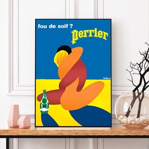 Perrier Advertising Poster- French Advertising by Villemot -canvas poster - wall decor