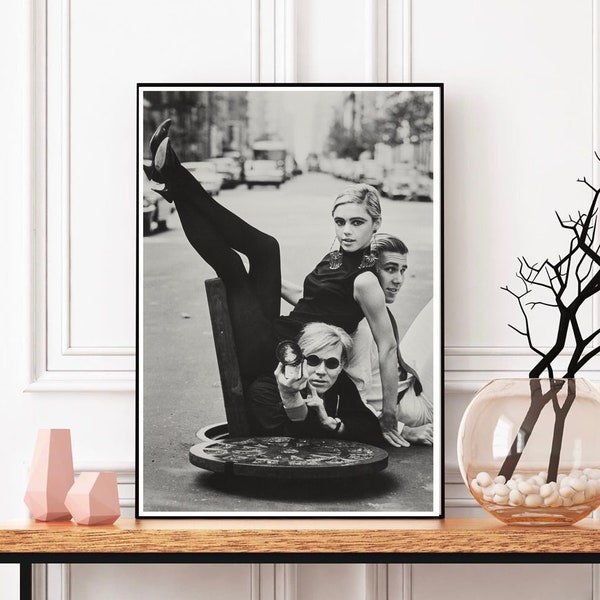 Andy Warhol with Edie Sedgwick and Chuck Wein in New York_ photo poster - wall decor- Photo wall deco