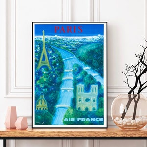 Vintage Travel-Bernard Villemot Air France Werbung-Paris- Leinwand Poster-Deko Wand
