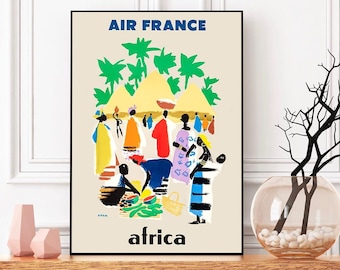Travel Poster- Africa- Air France Vintage Poster Digital Download – Instant Wall Art - Wall Decor