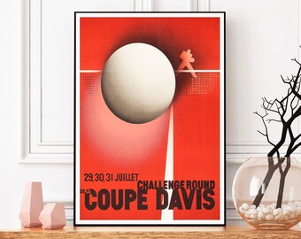 Vintage poster- Davis Cup Challenge Round 1980-Deco Wall- Digital Download – Instant Wall Art