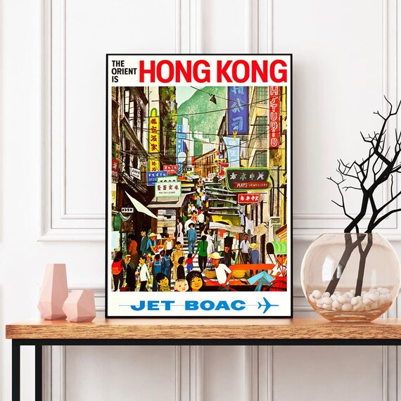 Hong Kong Vintage Travel Poster | Colorful Print | Retro Wall Art for Home or Gift-Digital Download – Instant Wall Art
