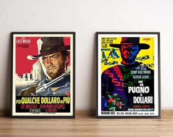 Cinema- A Fistful of Dollars Poster- Western Movie Print -Movie Poster Set-Deco wall-Digital Download – Instant Wall Art