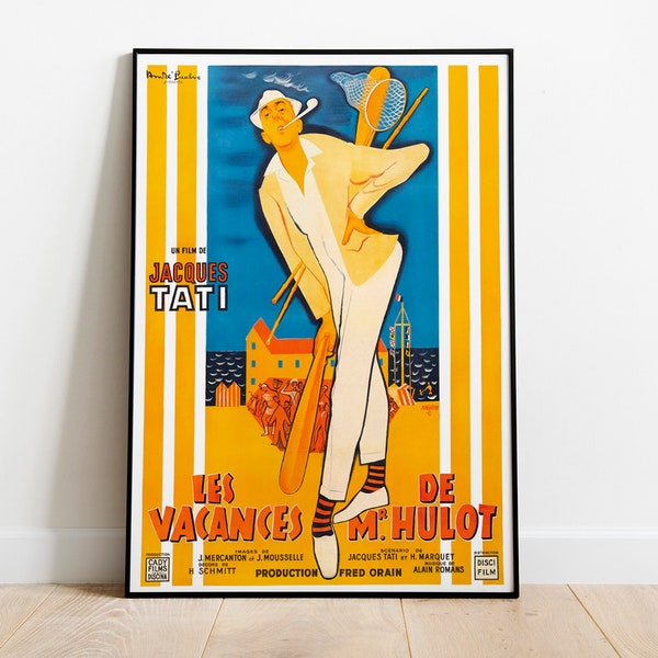Affiche cinéma - Affiche Les vacances de Mr Hulot de Jacques Tati/ affiche française