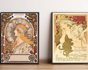 Alphonse Mucha Poster Set · Art Nouveau Prints · Vintage Wall Art · Digital Download · Printable Decor