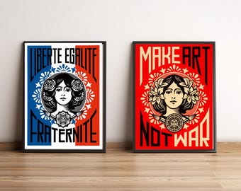 Make Art No War - Liberte Igualite - Poster set -Inspirational Art Poster - Boho Home Decor-Digital Download – Instant Wall Art