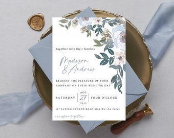 Dusty Blue Wedding Invitation | Dusty Blue | Classic Wedding Invite | 1 Piece Wedding Invitation | Invitation Only