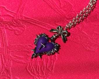 Shadowmilk Cookie Cosplay Necklace, Purple Heart Gothic Necklace