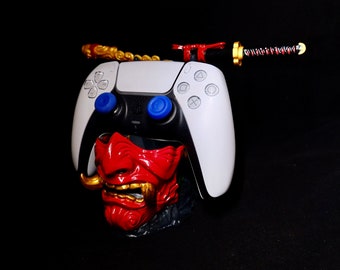 Ghost Oni Samurai Helmet Gaming Controller Stand, Unique Gamer Gift, Gift for Him