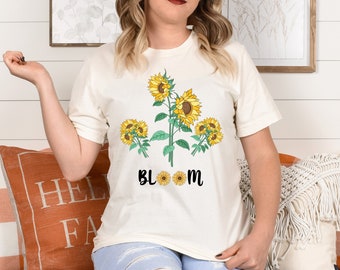 Sunflower Shirt, Floral Tee Shirt, Garden Shirt, Sunshine Tee, Sunflower T-Shirt Design, Botanical Pattern T-Shirt, Wildflowers T-Shirt, Tee