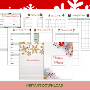 Weihnachtsplaner druckbar, Urlaubsplaner, Weihnachtsplaner, Weihnachtsgeschenkliste, Weihnachtsmappe, Feiertagsmenüplan, Partyorganisator, Bundle