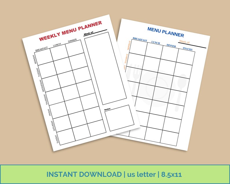 Editable Weekly Meal Planner | Fillable PDF | Printable Meal Planner ...