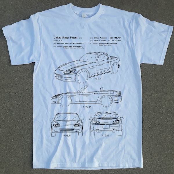 Honda S2000 1999 Patent T-Shirt. Blueprint Design