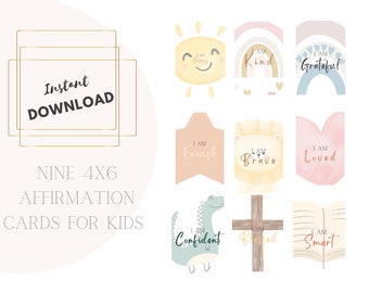 Printable Affirmation Cards For Kids, Motivational Cards, Positivity Cards, Daily Affirmation, Kids Positivity Cards, Kids Affirmation Cards