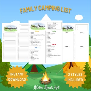 Editable Camping Checklist, RV Checklist, Packing List, What to Pack for Camp Trip, Family Camping List, Printable Checklist, 18 Pages!