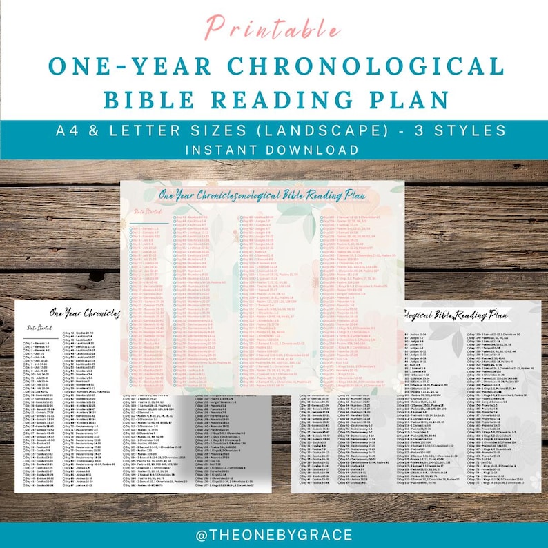Printable One-year Chronological Bible Reading Plan | Letter & A4 ...