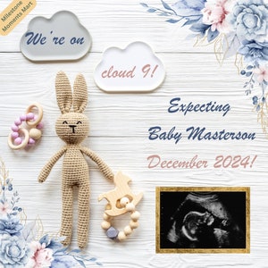 Digital Baby Announcement, Personalized Social Media Baby Announcement, Custom Floral Pregnancy Announcement, Gender Neutral Reveal, Custom