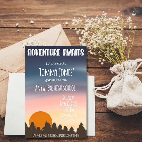 Adventure Awaits Graduation Invitation Graduation Invitation Etsy
