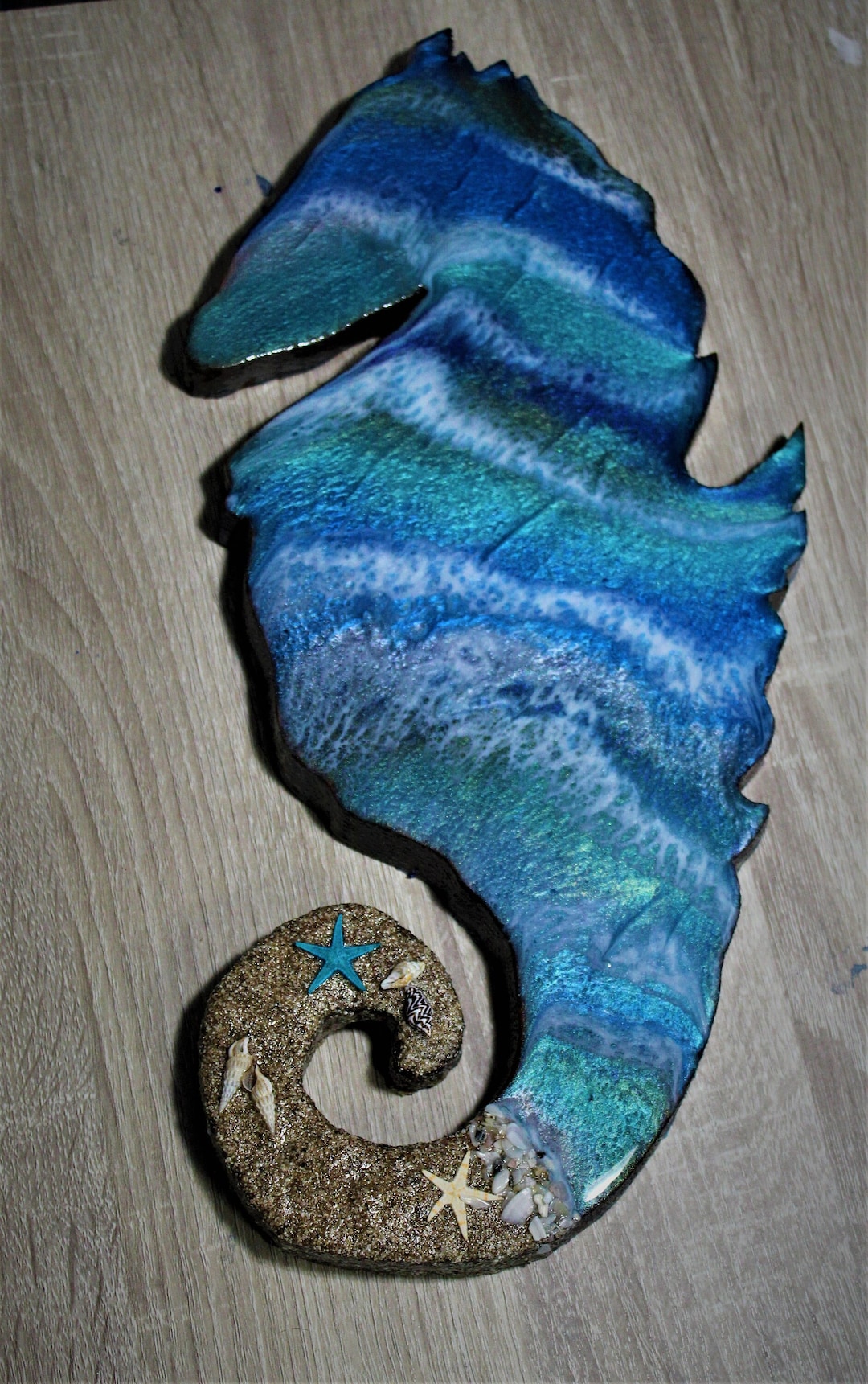 Sea Horse, Resin Sea Horse, Wall Decor, Wall Art, Reclaimed Wood Etsy