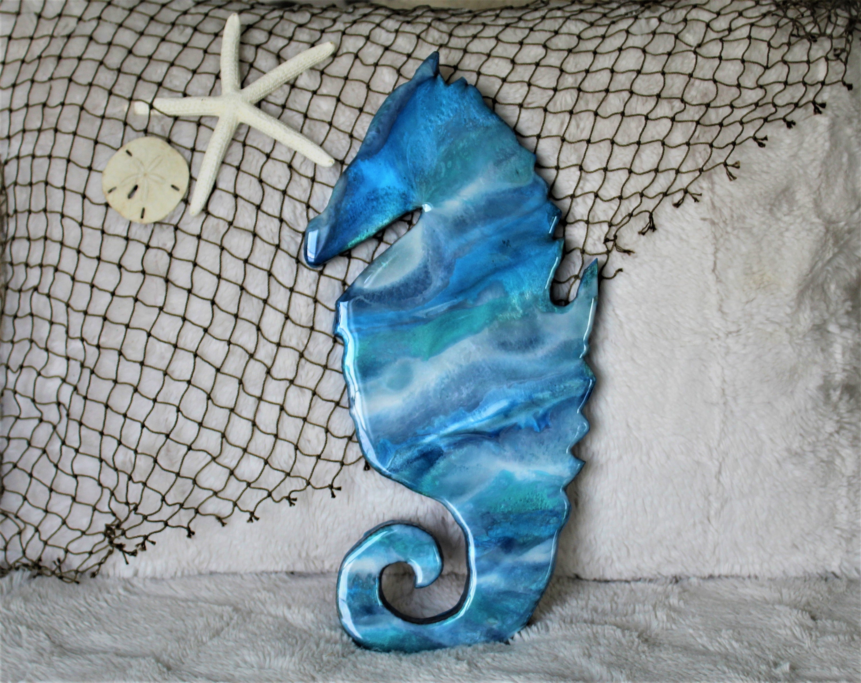 Sea Horse, Resin Sea Horse, Wall Decor, Wall Art, Reclaimed Wood, Ocean
