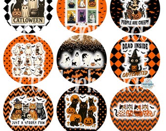 3 inch Round Halloween Cat Cardstock Only for freshies -NO MOLD for Aroma Bead Molds, Premium Cardstock Images