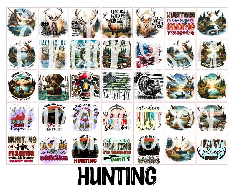 3 Inch Square: Hunting Theme Cardstock/picture With Beveled Edge ...