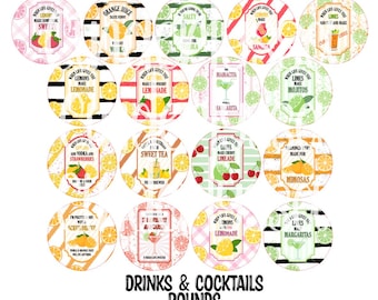 2.5 inch Round Drinks & Cocktails Cardstock Only for freshies: Cardstock Silicone Mold, Car Freshener, Premium Cardstock Images-NO MOLD