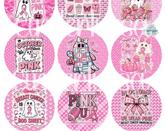 3.5 inch Round Pink Ghost Breast Cancer for Cardstock Silicone Mold, NO MOLD INCLUDED for Aroma Bead Molds, Premium Cardstock Images