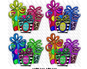 Holly Jolly Christmas Presents Group for Cardstock Silicone Mold, Aroma Bead Molds, Premium Cardstock Images